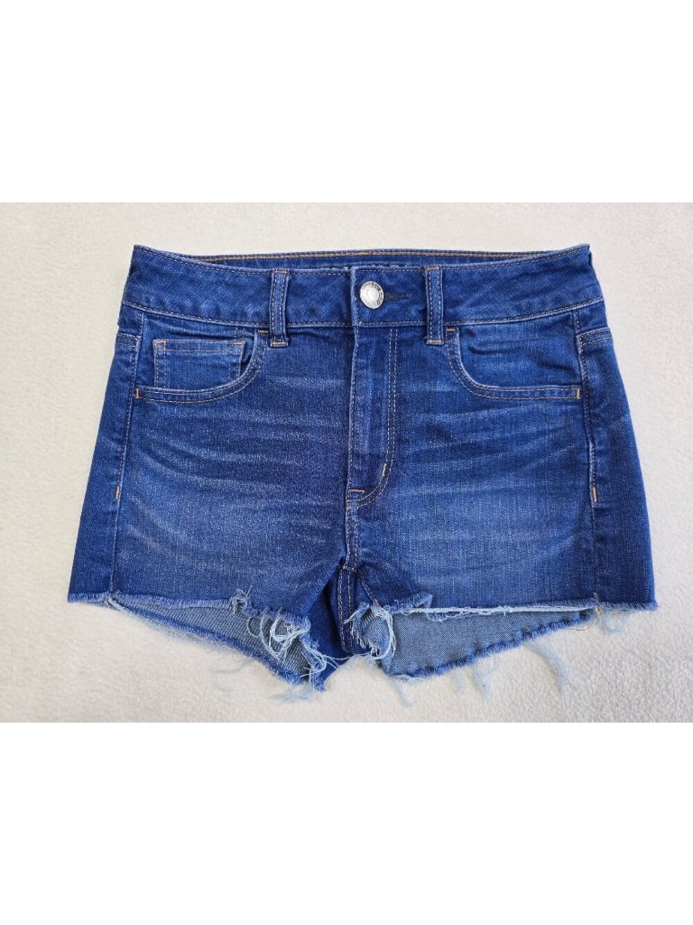 American Eagle Outfitters Hi-Rise Shortie Denim Shorts Womens Size 4 Frayed Hem